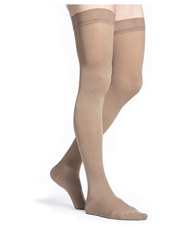 Sigvaris Midtown Microfiber Thigh High 30-40 - Closed Toe - ML - Khaki