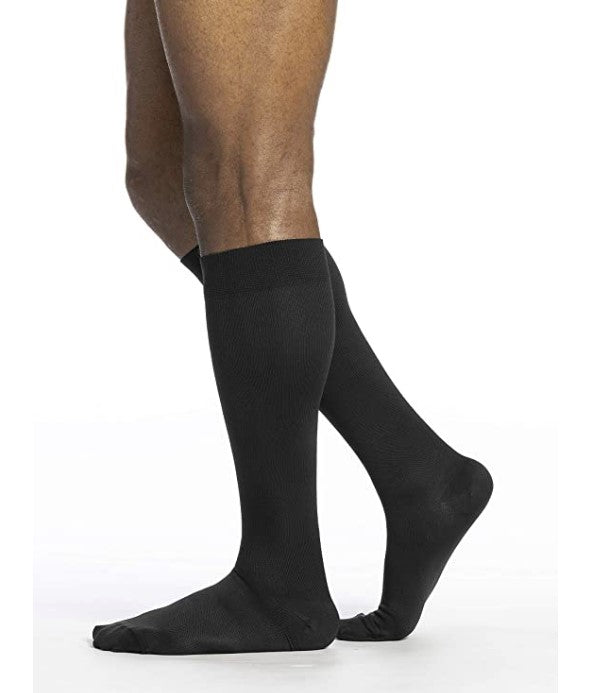 SIGVARIS Men's Midtown Microfiber 20-30 mmHg, Knee High, Medium Long, Black
